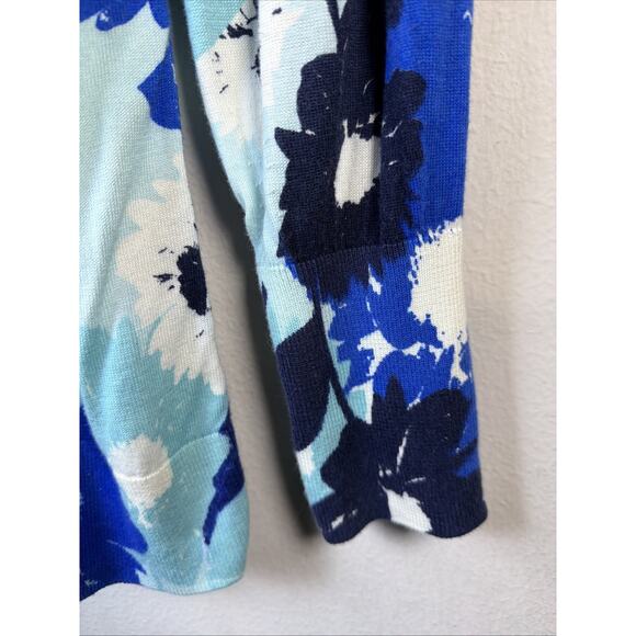 Talbots Womens 1X Floral Sweater Lightweight Cotton Tencel Bloomcore Blue XL - Picture 5 of 12
